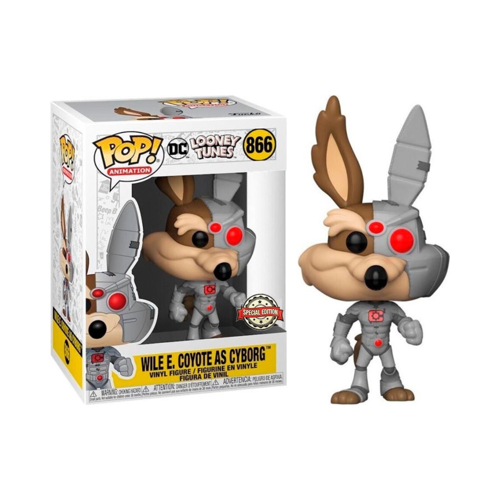 FUNKO POP! DC LOONEY TUNES - WILE E. COYOTE COMO CYBORG (EXCLUSIVO), 38152, Nº 866, TIENDA CON LICENCIA OFICIAL, FIGURA, JUGUETE, CABEZÓN, VINILO, MUÑECO, DIBUJOS, TELEVISIÓN, ANIMACIÓN