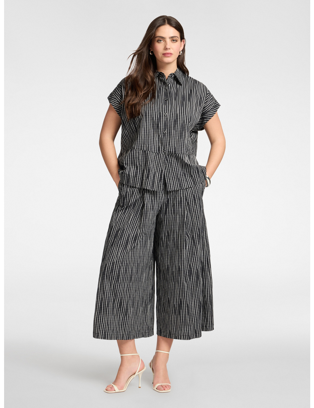 Elena Mirò - Pantalones cropped plisados