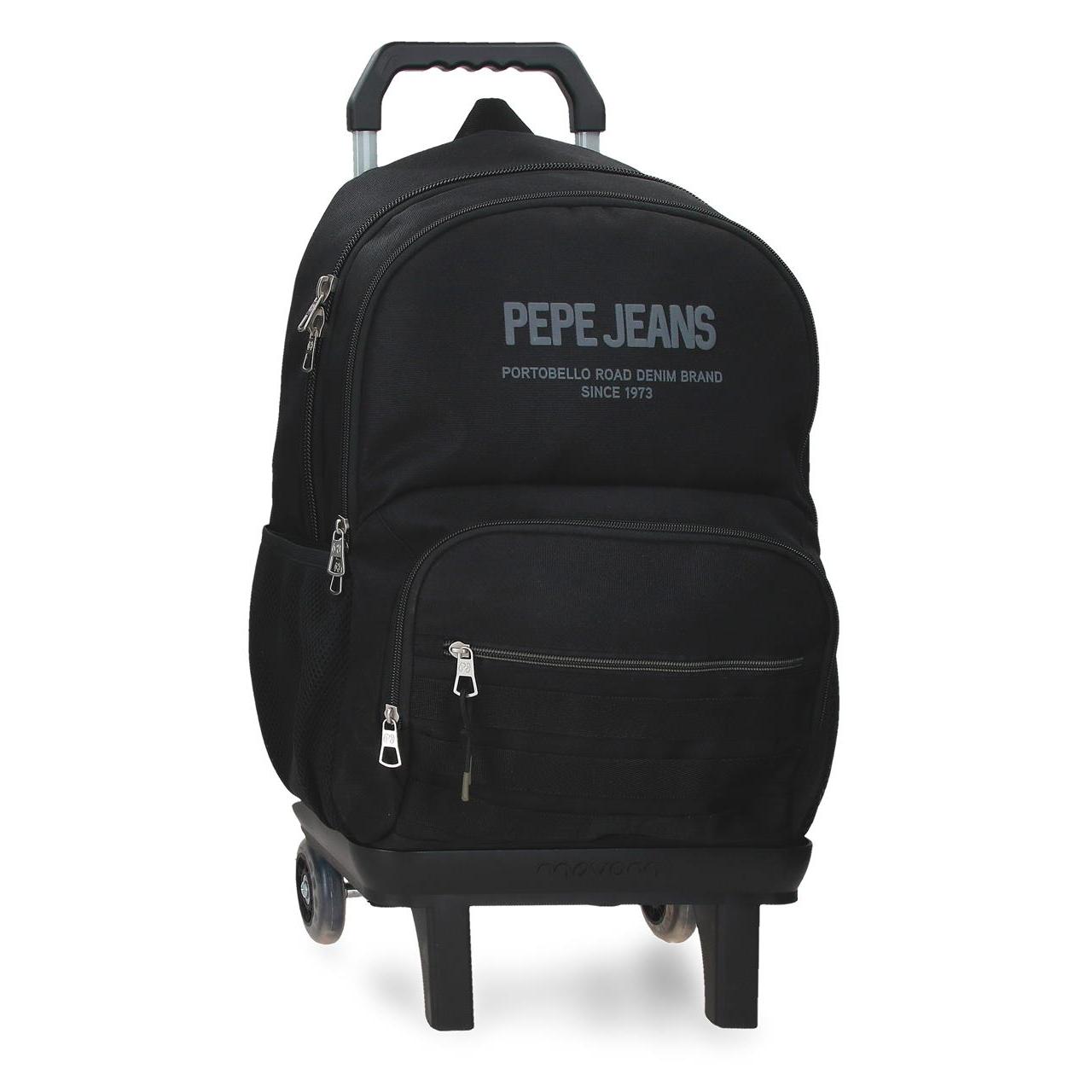 Mochila escolar con carro Pepe jeans Edward negro