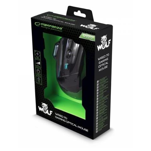 Raton Esperanza EGM201B MX201 Wolf CABLEADO 7D Gaming Optical Mouse USB - Azul