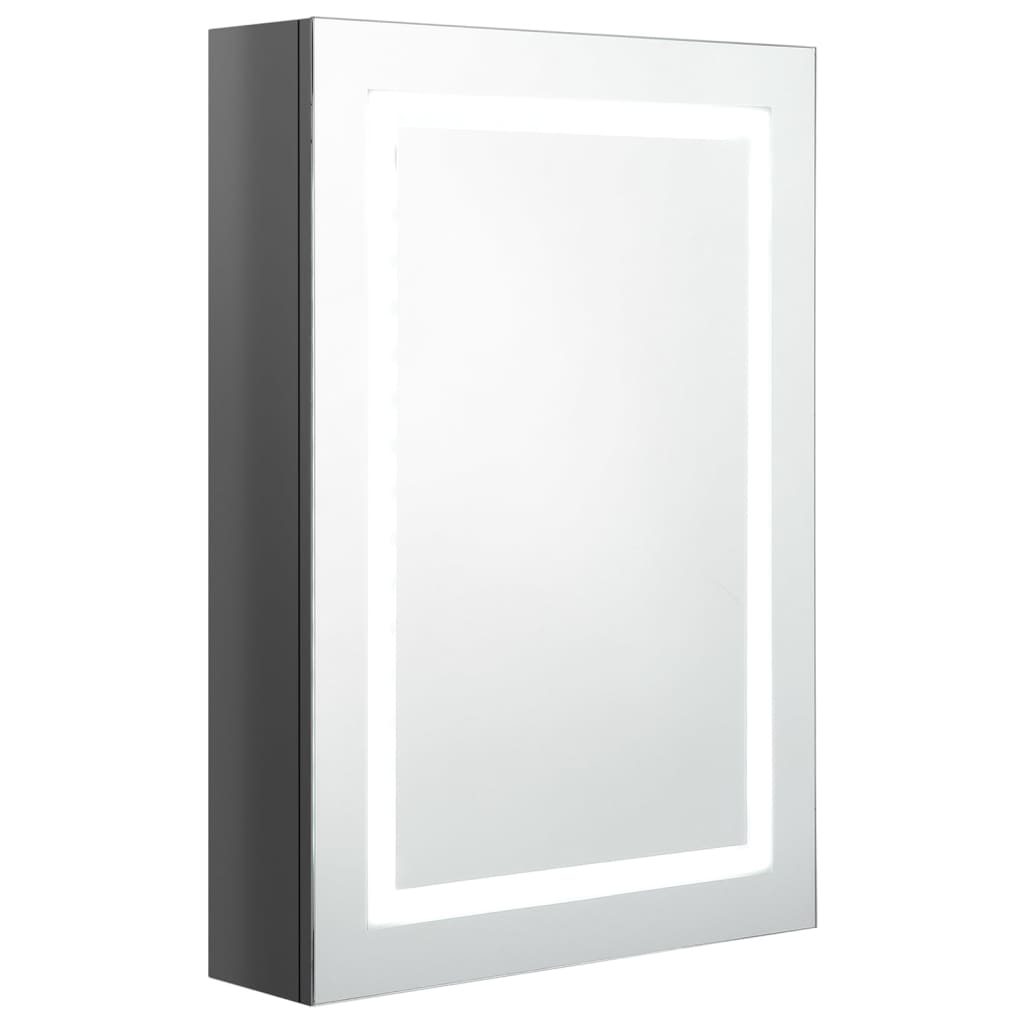 vidaXL Armario de baño con espejo LED gris brillante 50x13x70 cm