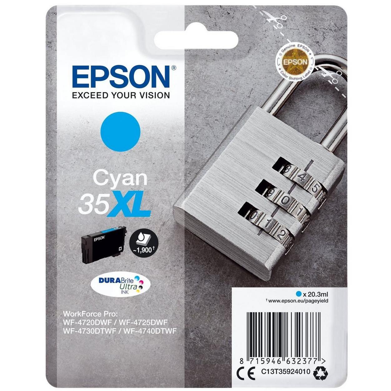 Cartuchos de tinta original 4 colores CMYK Epson 35XL DURABrite Ultra Ink Candado Series