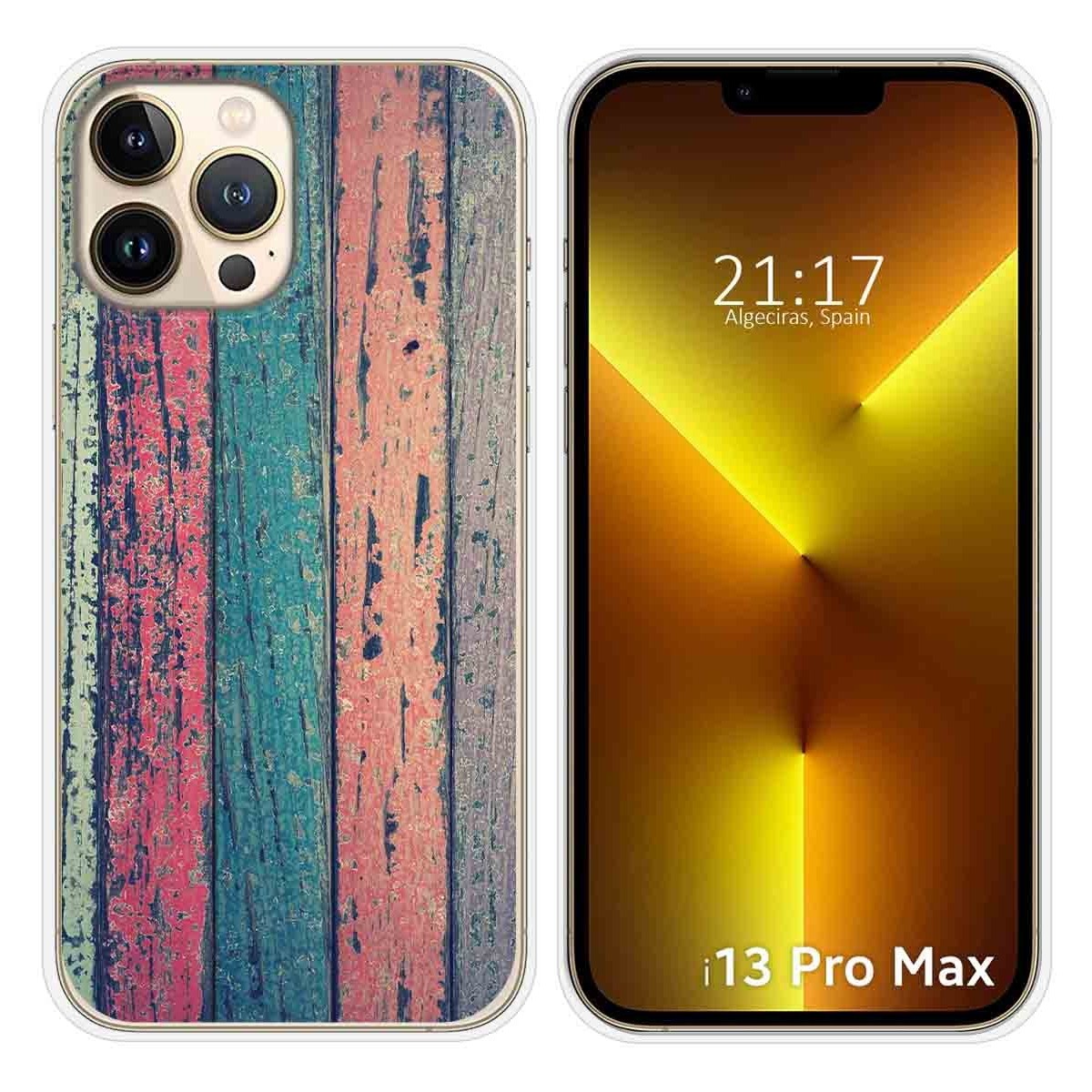 Funda Silicona compatible con iPhone 13 Pro Max (6.7) diseño Madera 10 Dibujos
