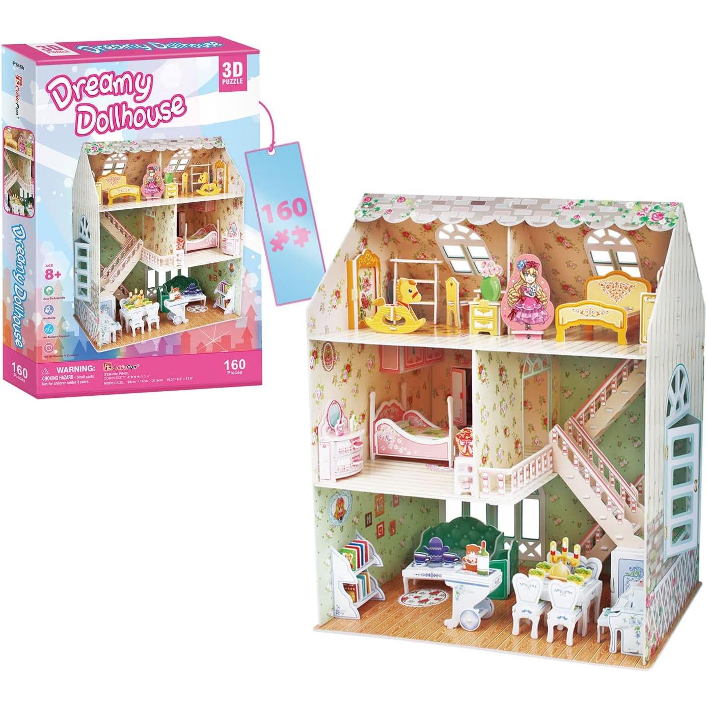 Puzzle 3D Niños - Dreamy Doll House  Casa de Muñecas 160 Piezas  3D Puzzle 31,5 Cm  Puzle 3D casita de muñecas para niñas  Puzzles 3D 8 Años o Más