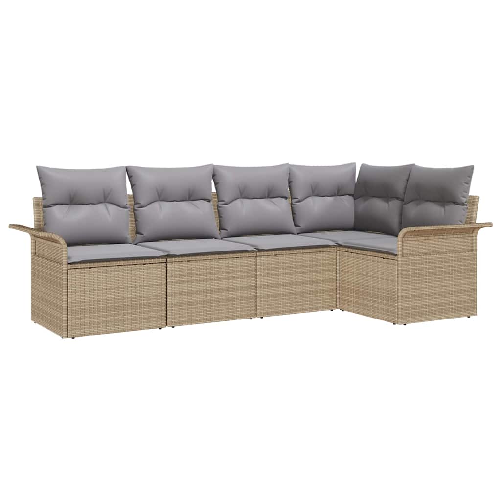 vidaXL Conjunto de sofá de jardín Manual 5 pcs Beige ratán sintético