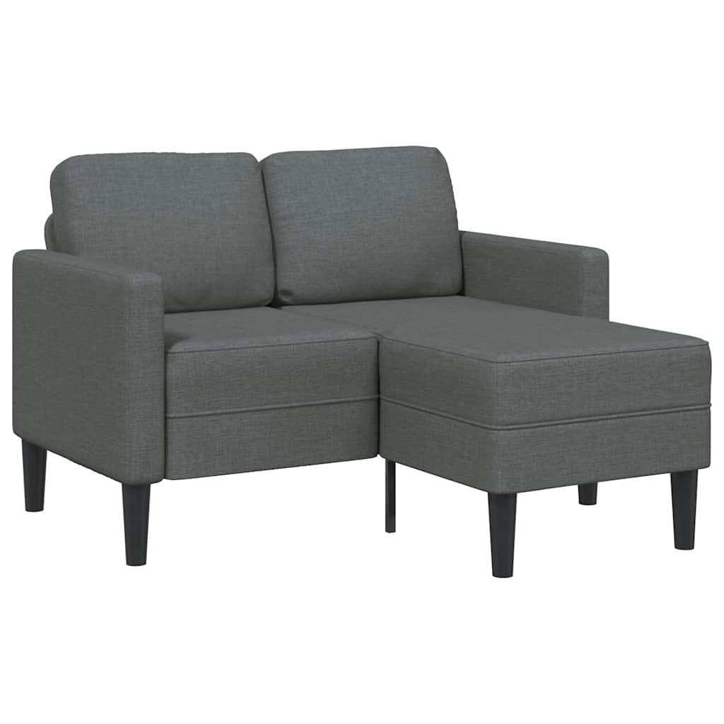 vidaXL Sofá de 2 plazas con chaise longue en forma de L, color gris oscuro, 125 cm, tela,