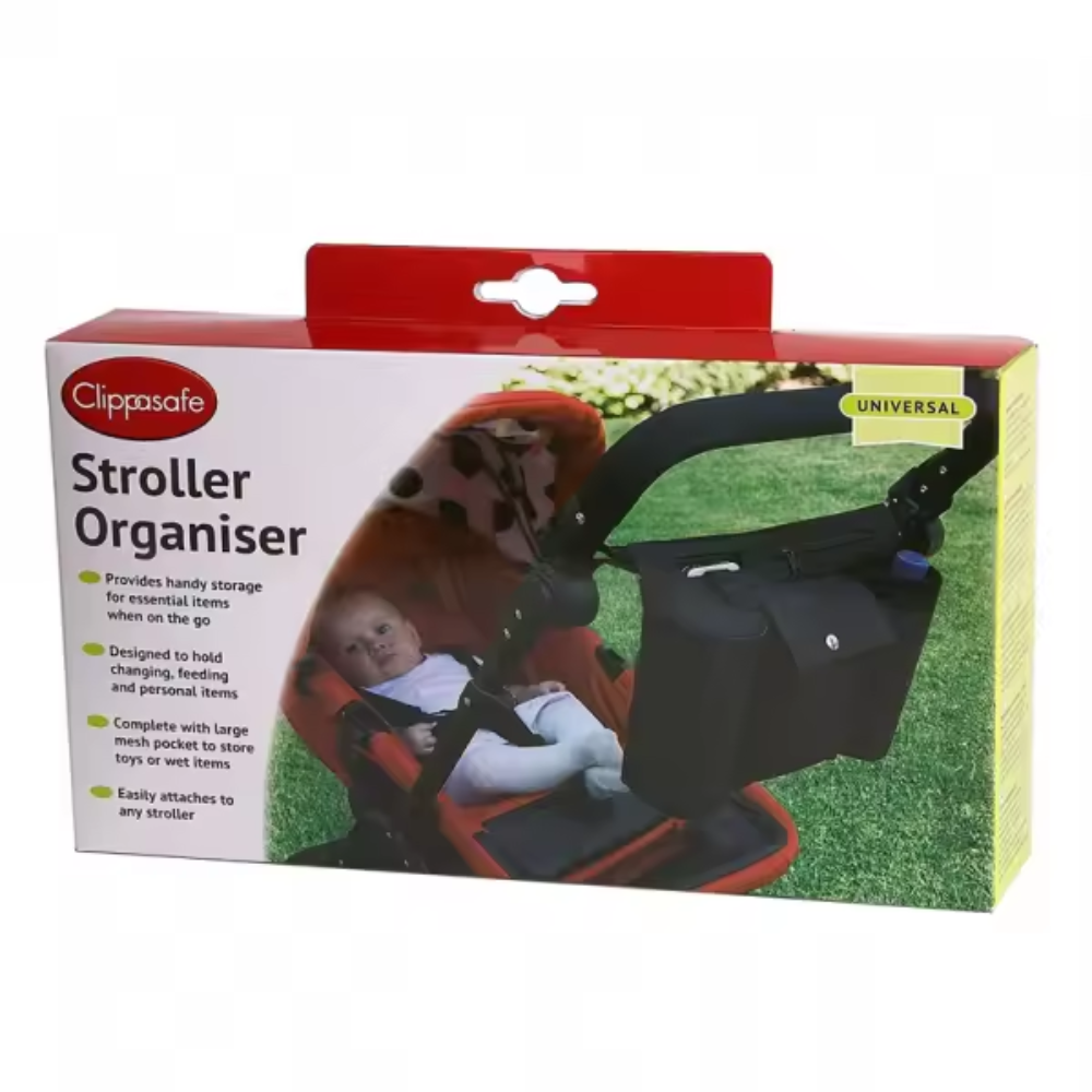 Bolso Organizador para Bebé Clippasafe. Universal con Compartimentos para optimizar el orden. 30x24 cm. Para coche y silla de bebé