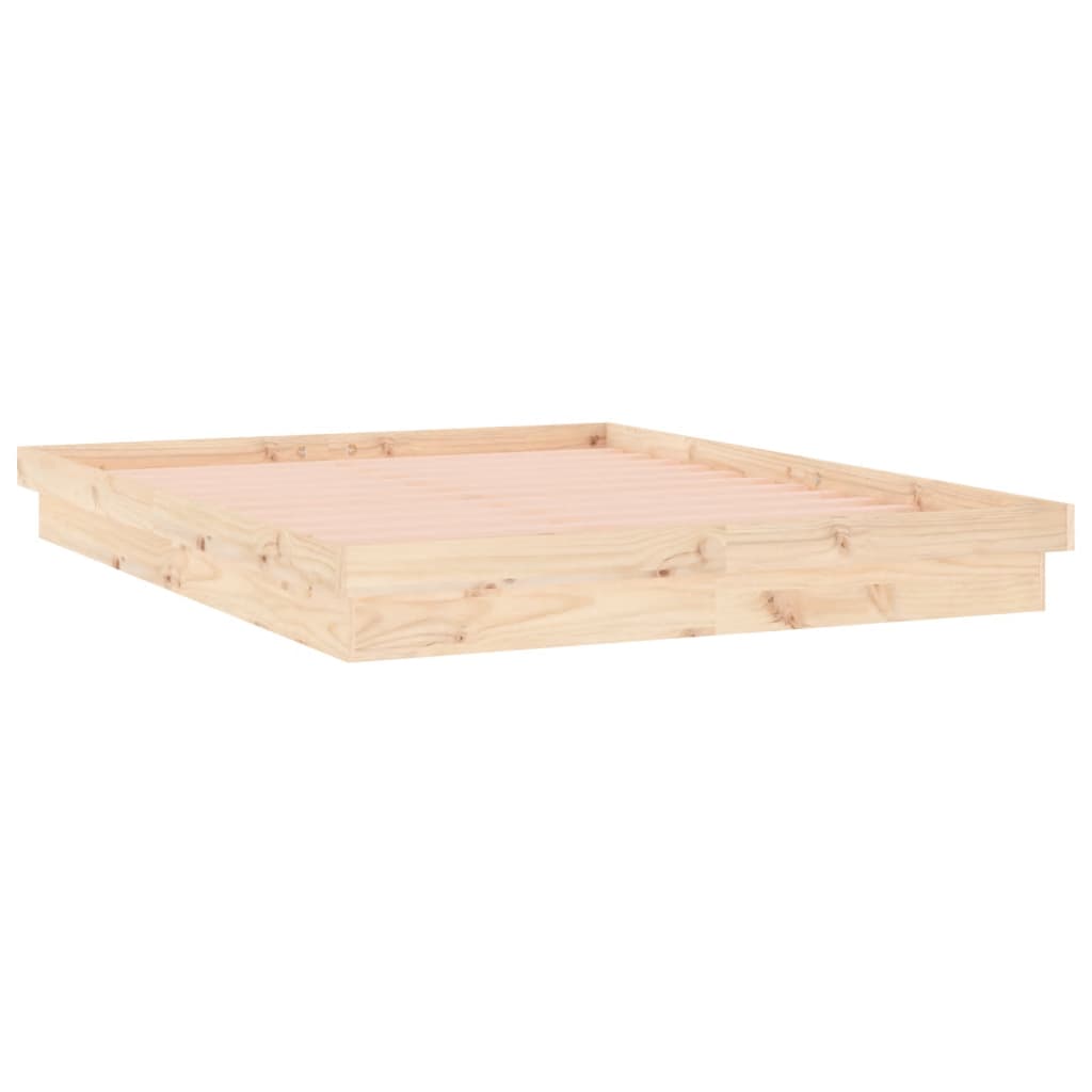 vidaXL Estructura de cama doble pequeña LED sin colchón madera maciza