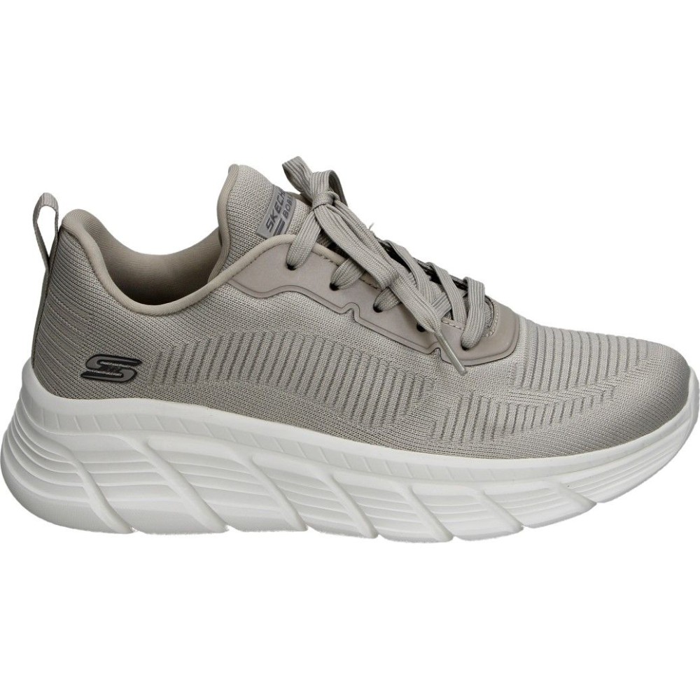SKECHERS | Zapatillas Skechers BOBS Sport B Flex Hi Flying HI para Mujer – Deportivas en Taupe con Cordones – con Cuña Media – Plantilla Memory Foam – Vegan – Apto para Lavadora – Modelo 117385-TPE