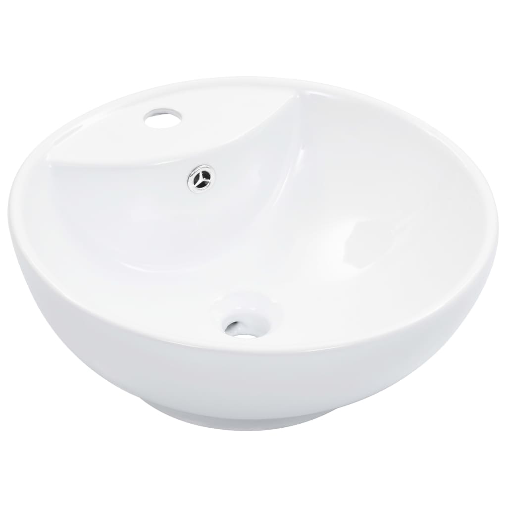 vidaXL Lavabo con Rebosadero 46,5x18 cm Cerámica Sanitario Grifo Aseo Color Blanco,  Negro, y mas