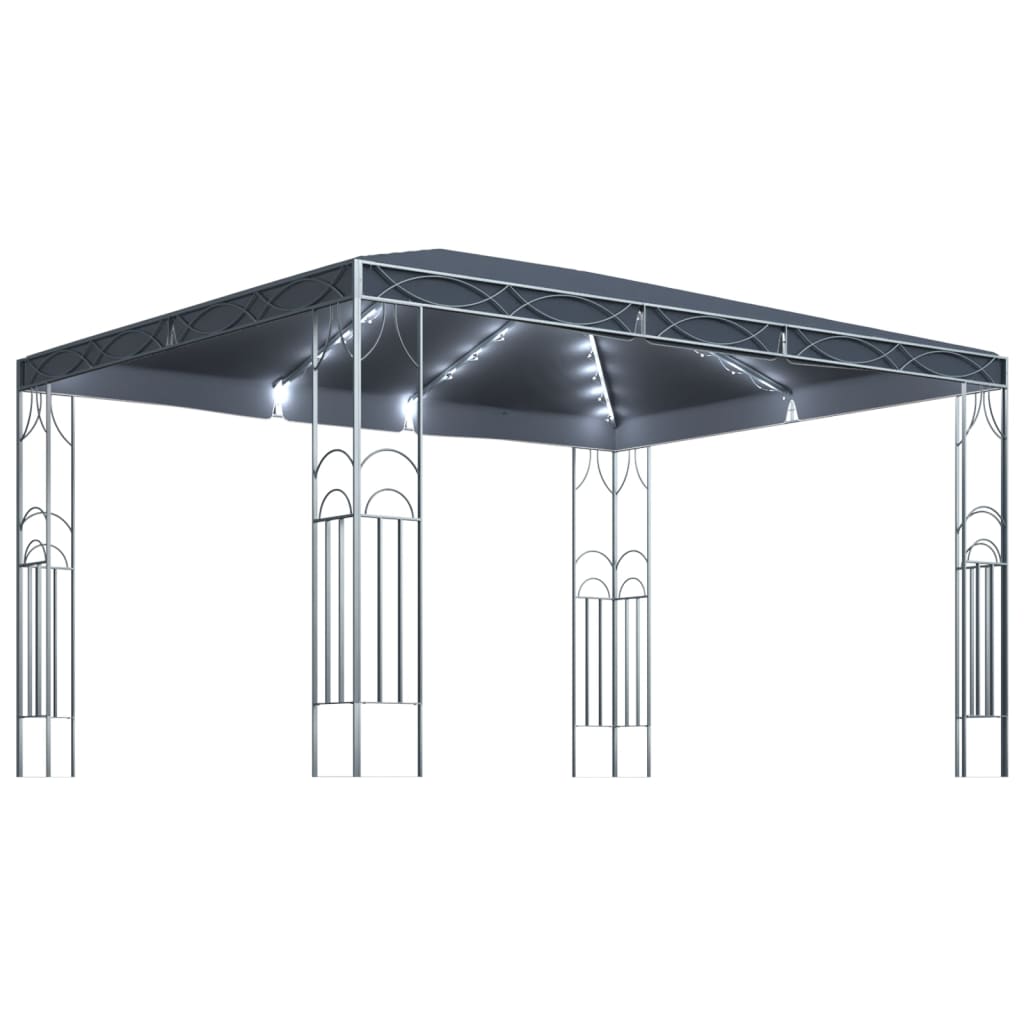 vidaXL Cenador con tira de luces LED 400x300 cm gris antracita