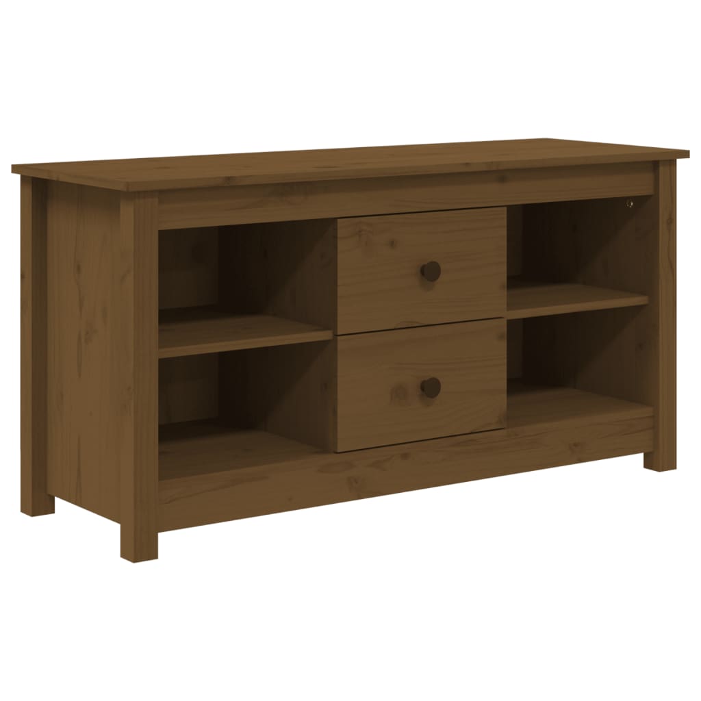 vidaXL Mueble de TV madera maciza de pino marrón miel 103x36,5x52 cm