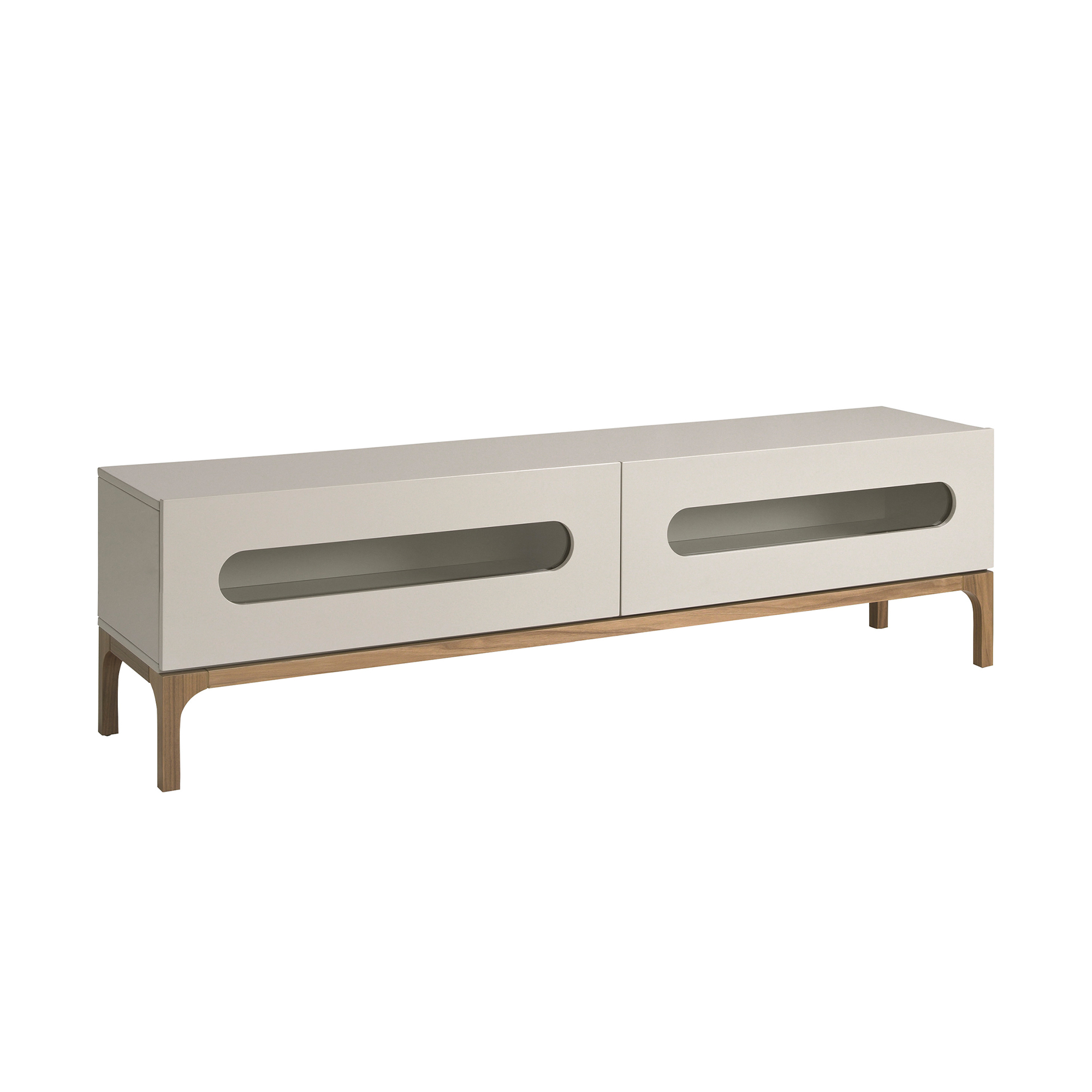 ANGEL CERDÁ 3242C Mueble TV madera gris y nogal con iluminación interior , Gris , madera MDF gris , 180 x 41 x 51