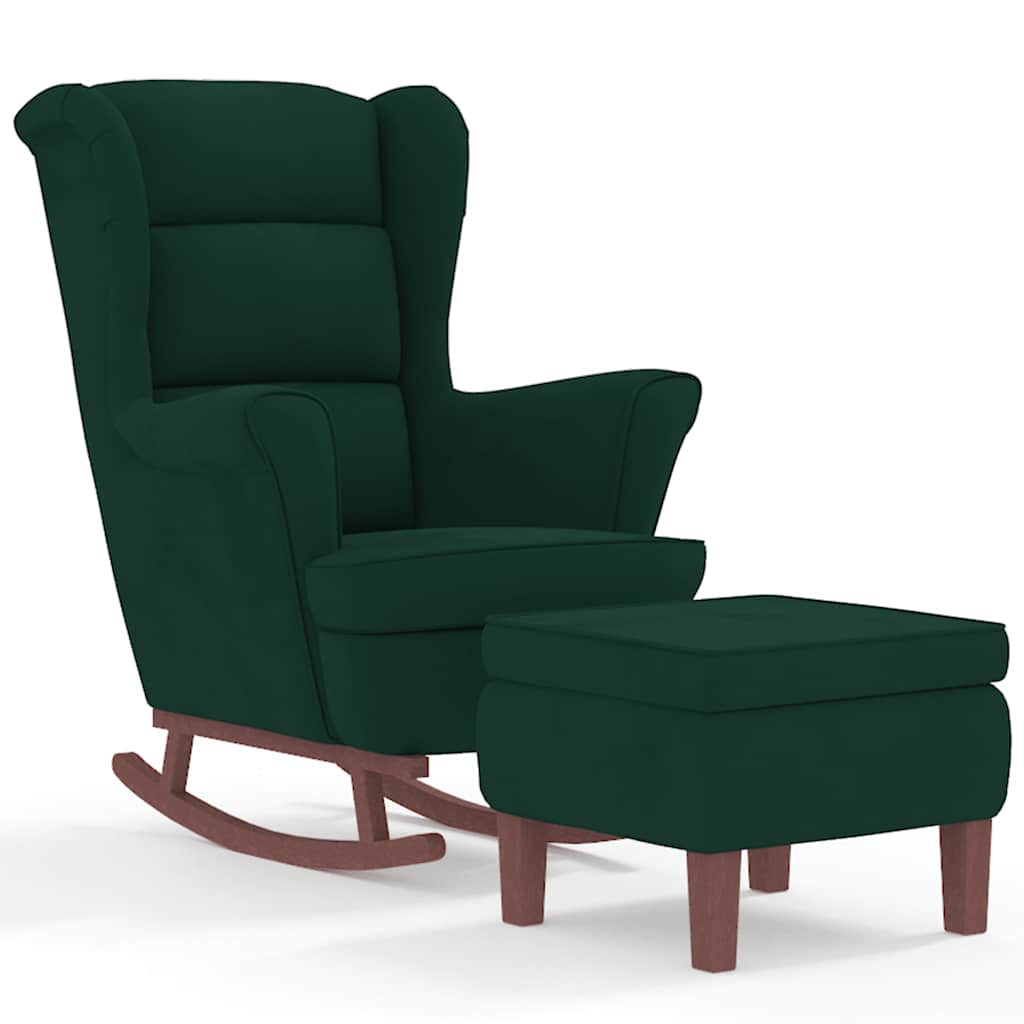 vidaXL Sillón Mecedora con Patas de Madera Silla de Descanso Tapizada Terciopelo