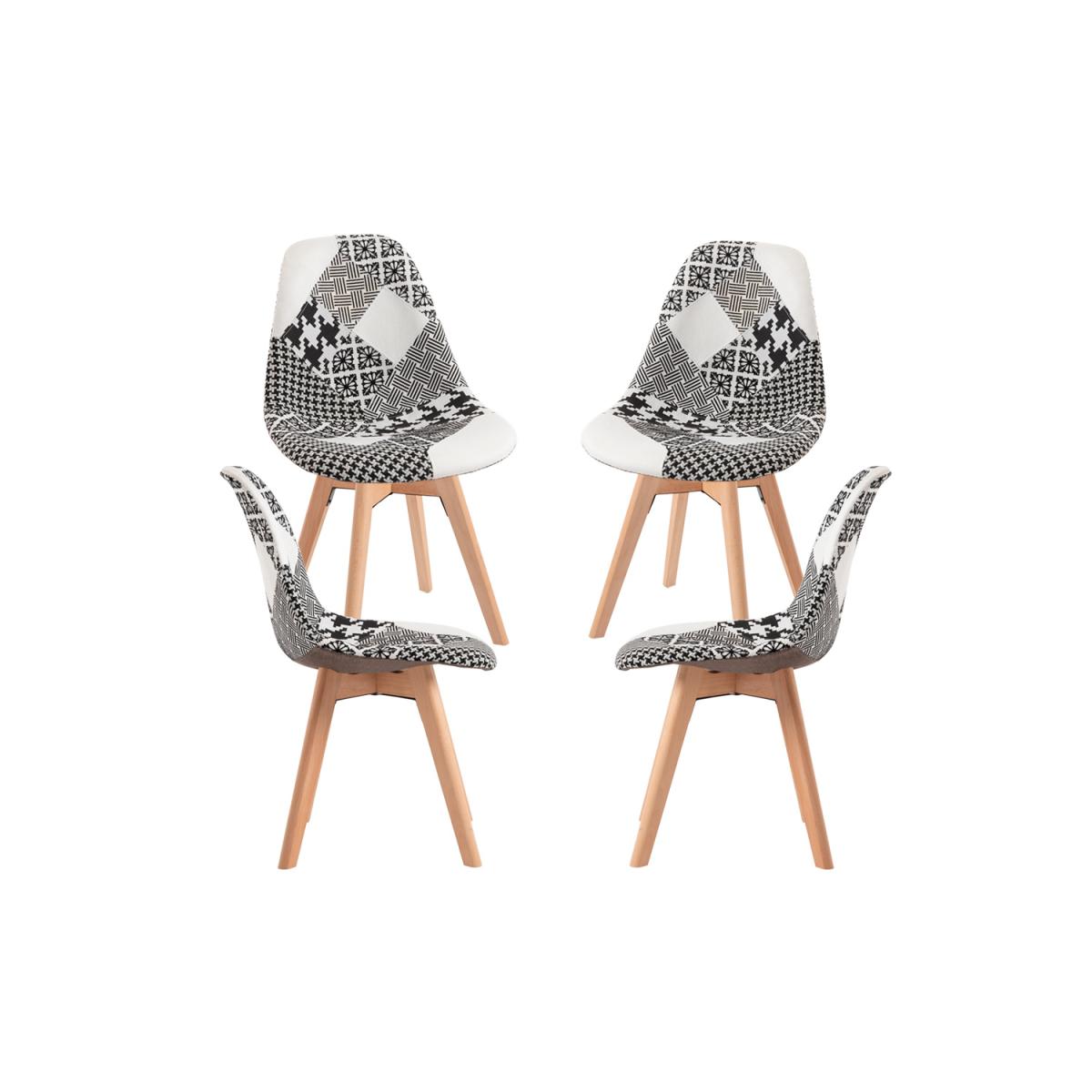 Regalos Miguel - Packs Sillas Comedor - Pack 4 Sillas Synk Patchwork - Patchwork blanco y negro