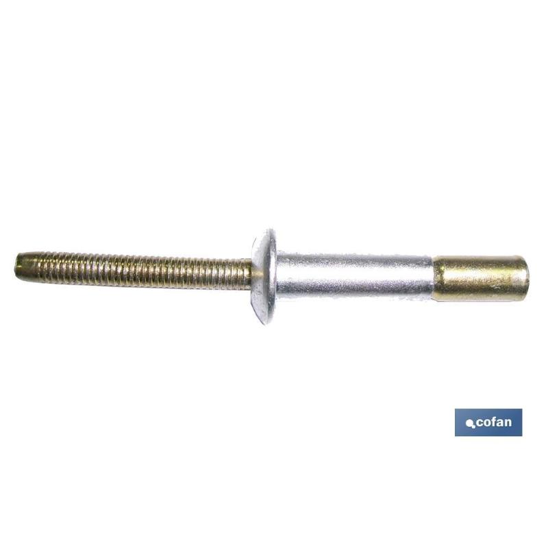 Remache acero estructural 6.5 x 14 mm   caja 250 unid.