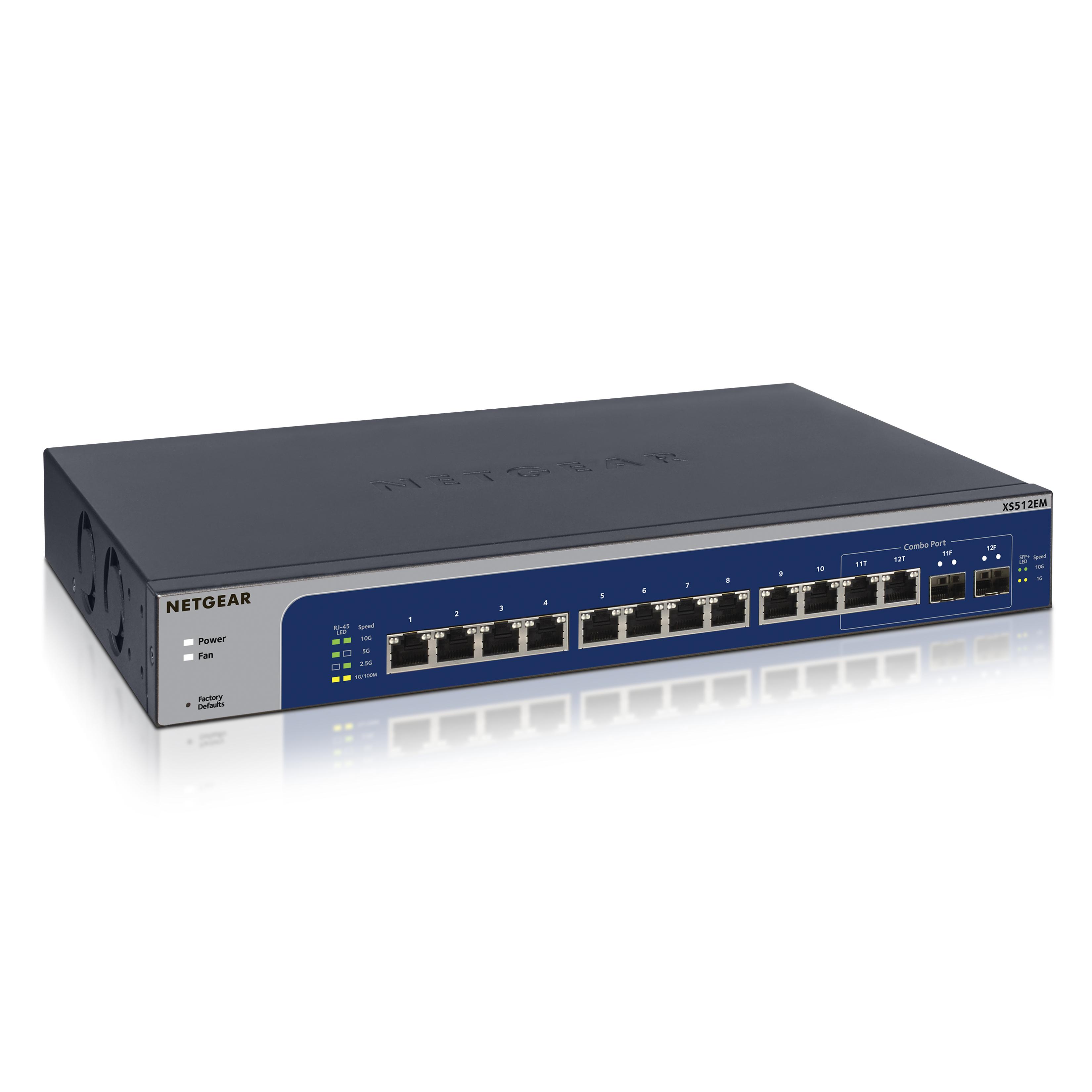Netgear XS512EM Gestionado L2 10G Ethernet (100/1000/10000) Azul, Gris 1U