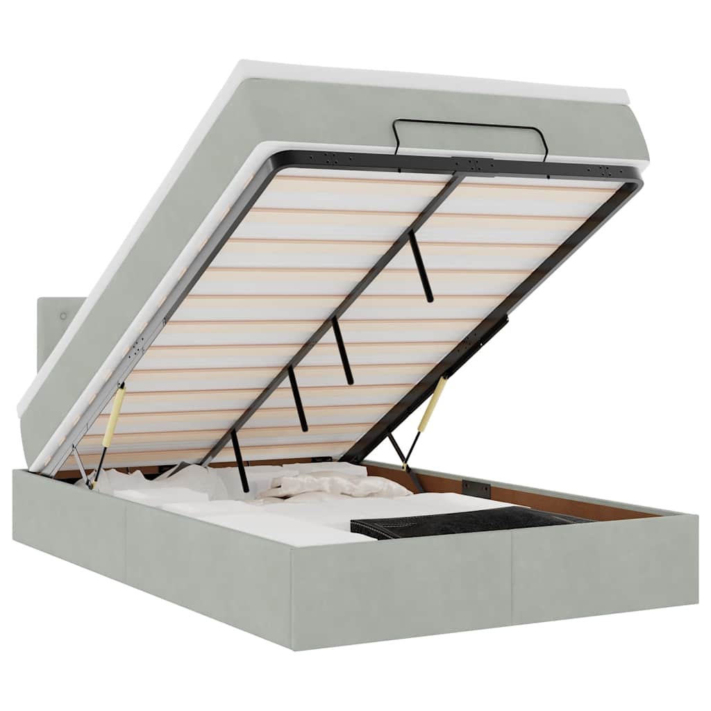 vidaXL Estructura cama otomana colchón terciopelo gris claro 120x200cm