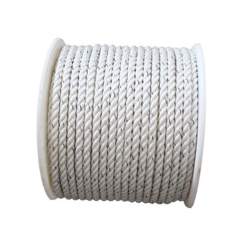 Cordón SEGURA pol. 3 cabos alma trenzada 10 mm. Blanco/azul 100 m.