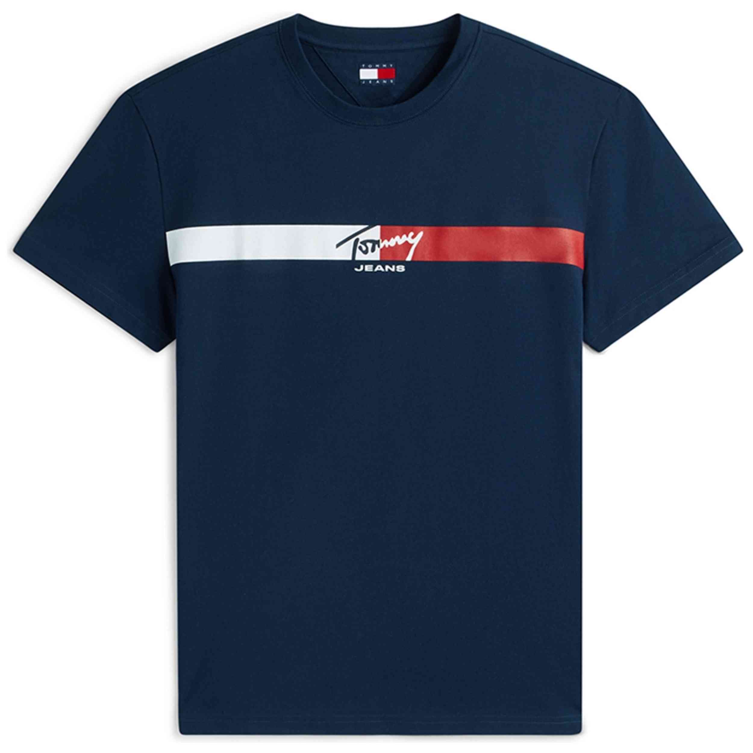 Camiseta De Manga Corta Tommy Hilfiger modelo TJM REG SIGNATURE STRIPE T EXT para Hombre en color Azul