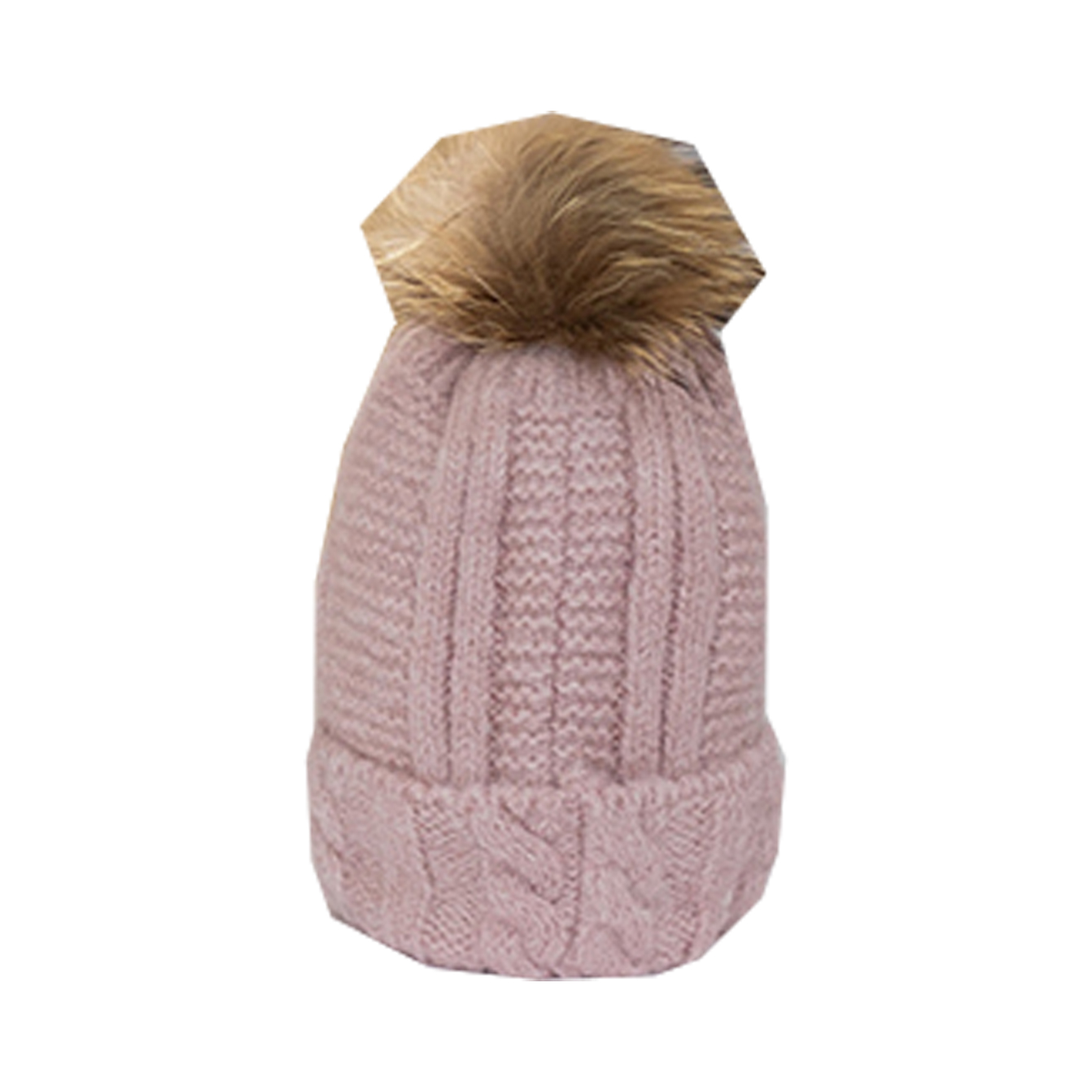 GreatAigoo Gorro de Invierno con pompón de pelo autentico, Gorro de esquí Grueso y Holgado, Efecto Liso