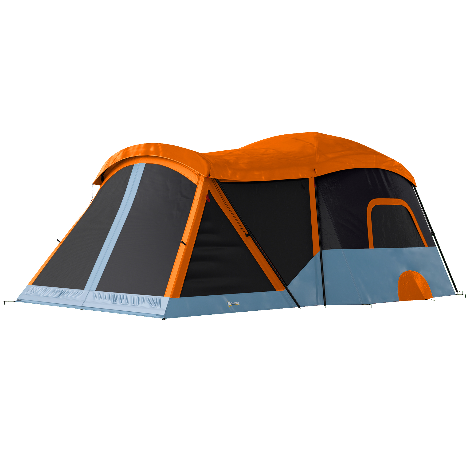 Outsunny Tienda de Campaña Familiar para 4 Personas Tienda Camping Plegable Tipo Túnel con 2 Habitaciones Puertas Ventanas Tragaluces Bolsa y Gancho Impermeable 3000 mm Fácil Montaje para Senderismo