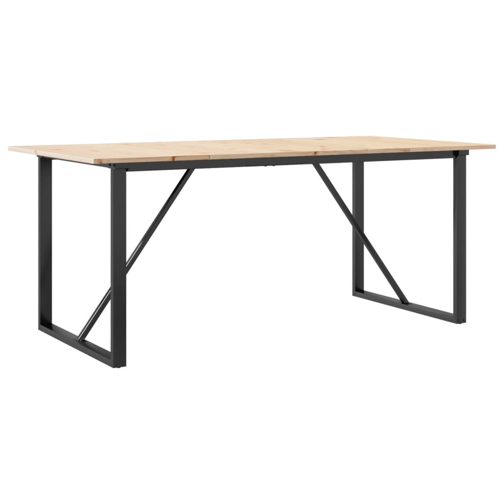vidaXL Mesa de comedor marco O madera maciza pino y acero 180x90x75cm