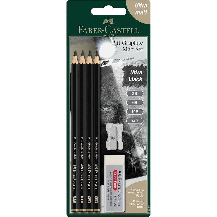 FABER BLISTER DE GRAFITO PITT GRAPHITE MATT 2B 6B 10B 14B BC PITT GRAPHITE 14x91x235 Cms.