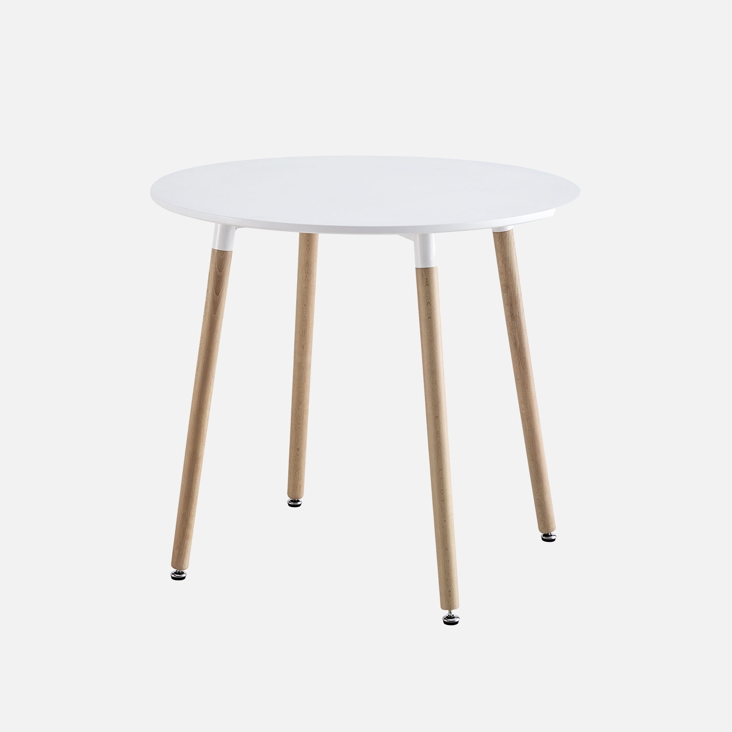 sweeek - Mesa de comedor redonda de MDF y madera de haya, 80cm , Hedvig , 80x80x73