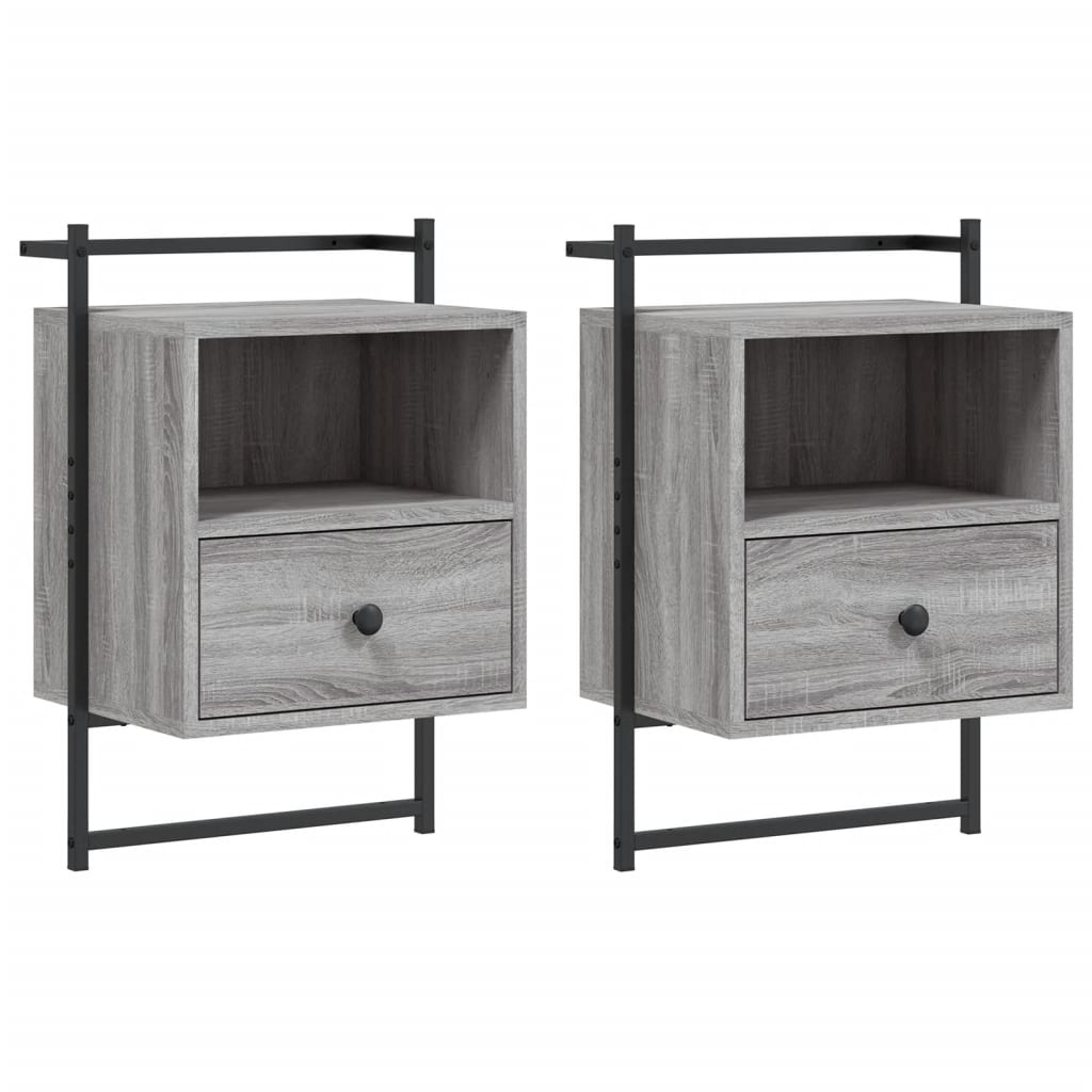 Vidaxl Mesitas de Noche de Pared 2 Unidades 40x30x61 Cm Roble Sonoma