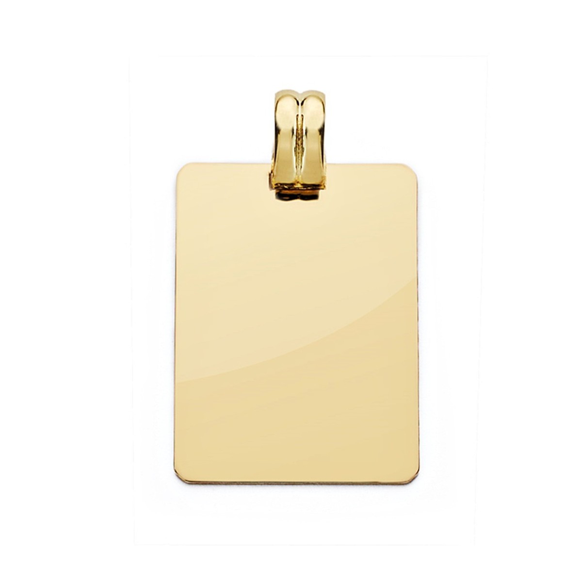 Colgante chapa oro 18k lisa 28mm. rectangular esquinas redondeadas