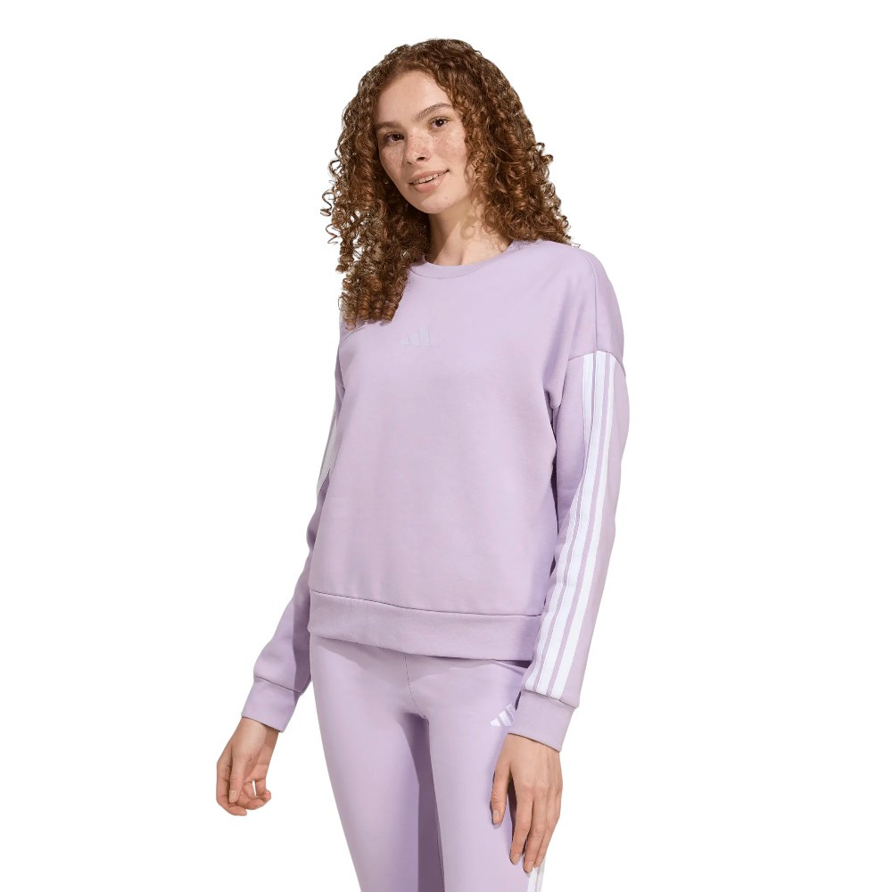 Sudadera Adidas 3Stripes Fl Swt Morado Cirpol Blancas Jx7690 Hoodie Casual Mujer