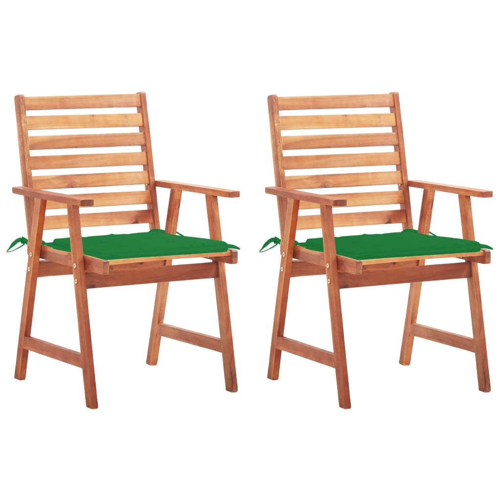 Sillas comedor de jardín 2 uds madera maciza de acacia y cojines