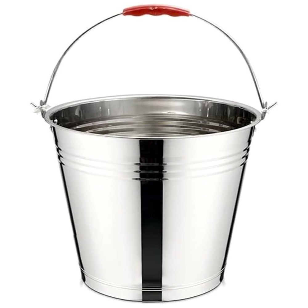 Cubo de Acero Inoxidable Balde Metalico con Mango Portátil Cubeta Antioxidante para jardineria, Agua, Leche, Hielo