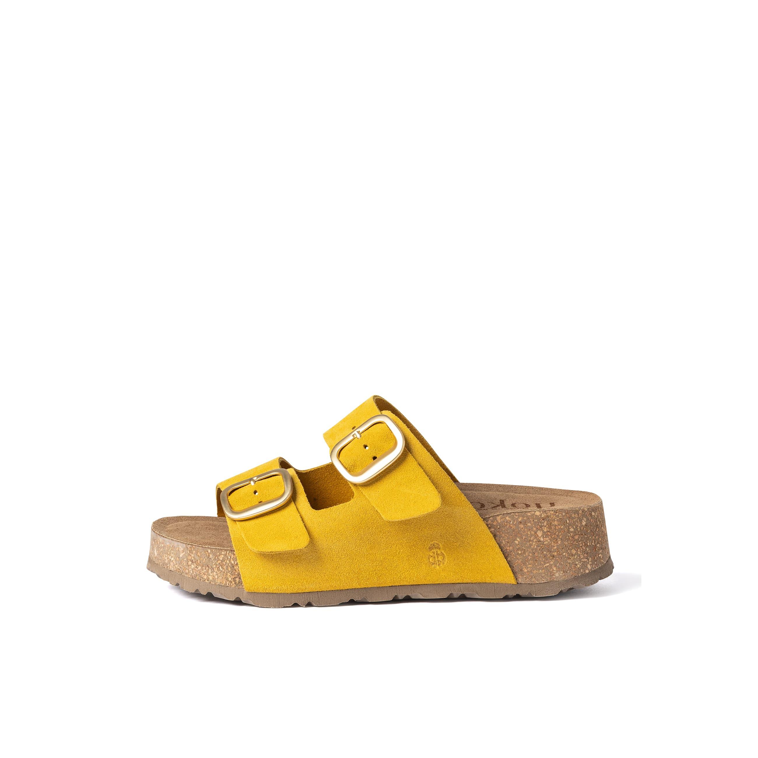 YOKONO Sandalia plataforma WIWI-003 AMARILLO | Zapatos mujer Primavera-Verano | Piel vacuna  Serraje | 4 CM