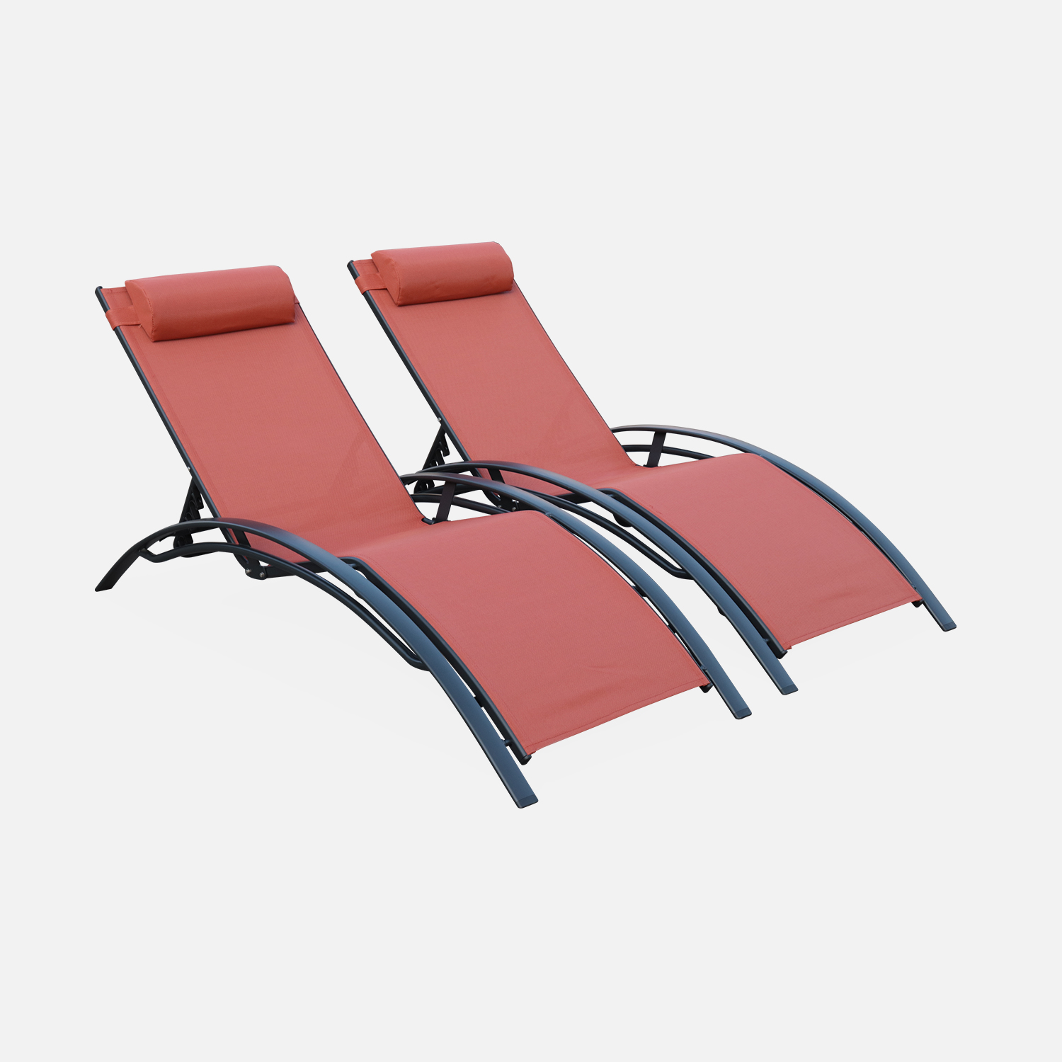 sweeek - Tumbona de aluminio textileno, set de 2 , Louisa x2 , 167x64x82