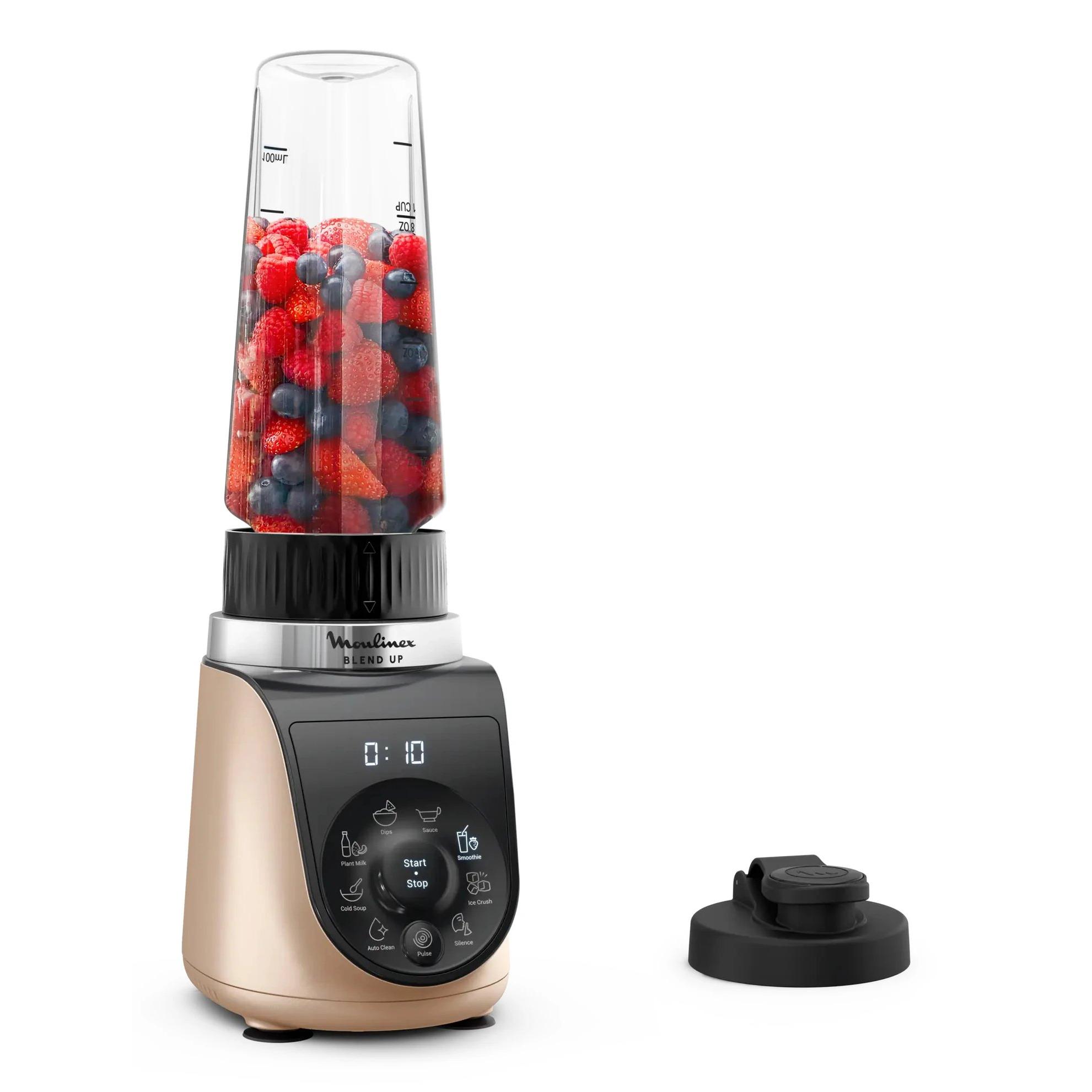 Moulinex - Batidora de vaso Blend Up LM190AF0 de 1000 W con cuchillas Powelix, 8 programas automáticos y botella On-the-Go 700 ml