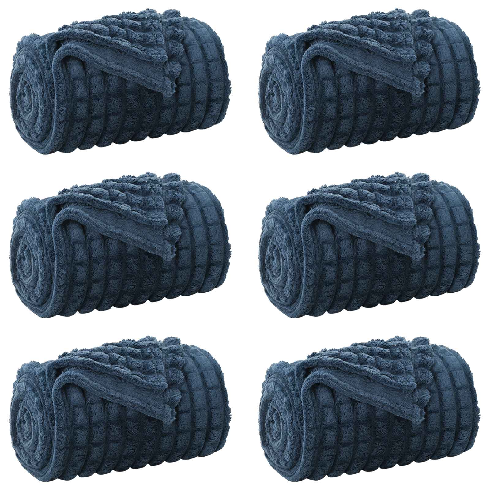 vidaXL Mantitas de Sofá 6 pcs Azul marino 200 x 150 cm Lana