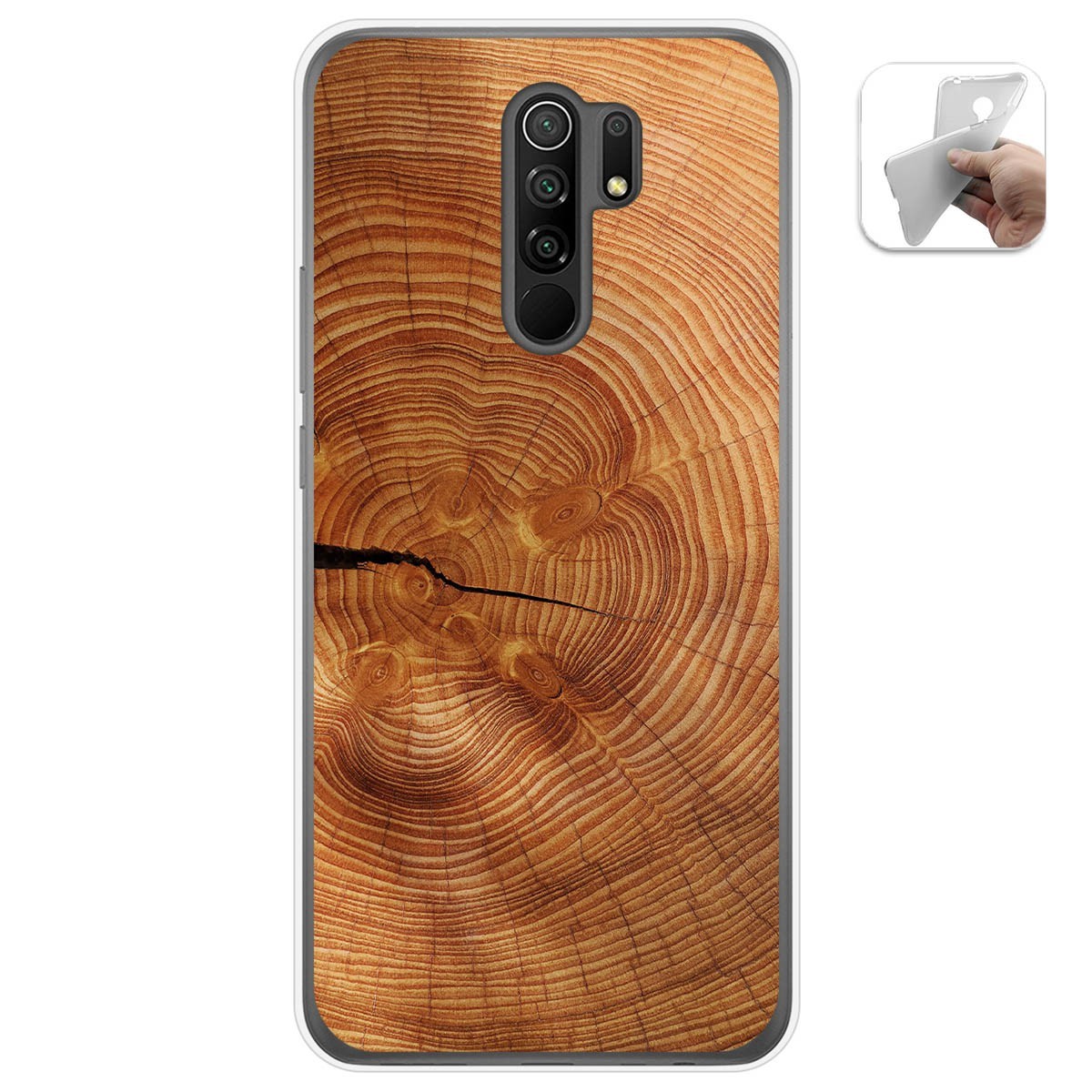 Tumundosmartphone Funda Gel Tpu para Xiaomi Redmi 9 diseño Madera 04 Dibujos