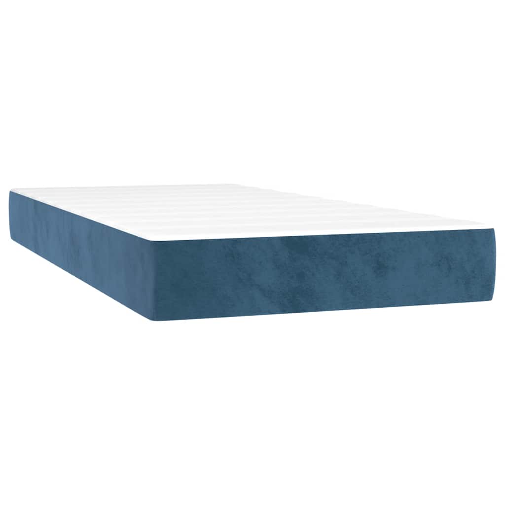 vidaXL Colchón muelles ensacados terciopelo azul oscuro 100x210x20 cm