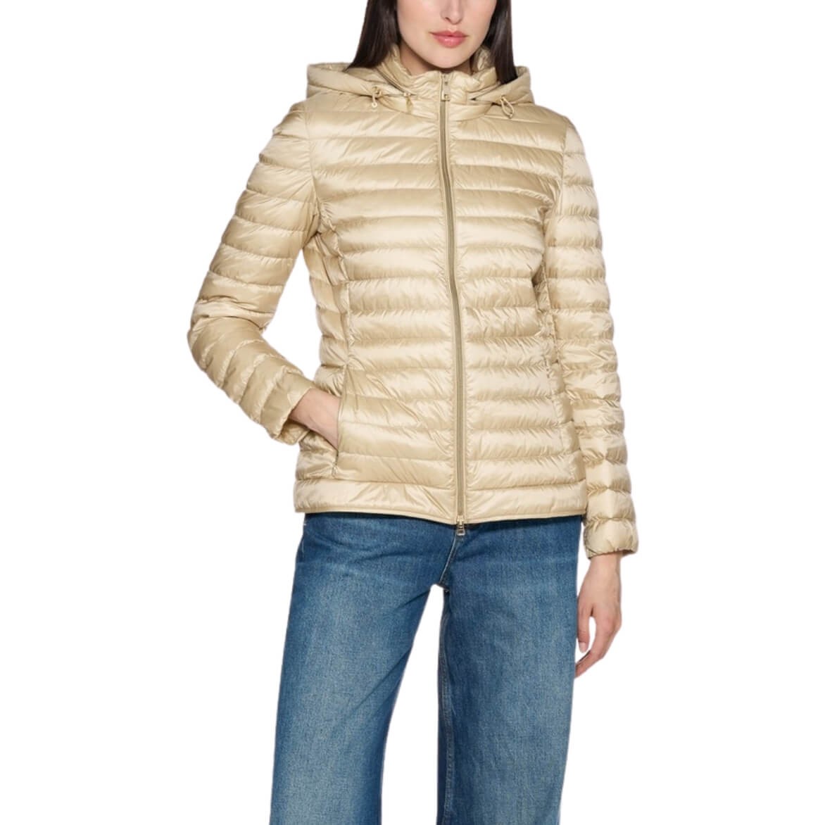 Cazadora Acolchada Jaysen Beige Con Capucha Desmontable De Geox