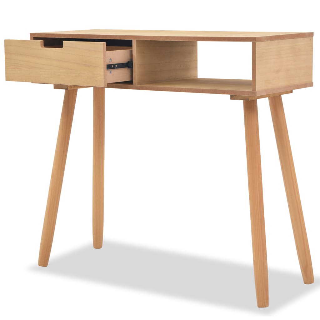 Vidaxl Mesa Consola de Madera Maciza de Pino 80x30x72 Cm - Color Blanco, Negro, Marrón