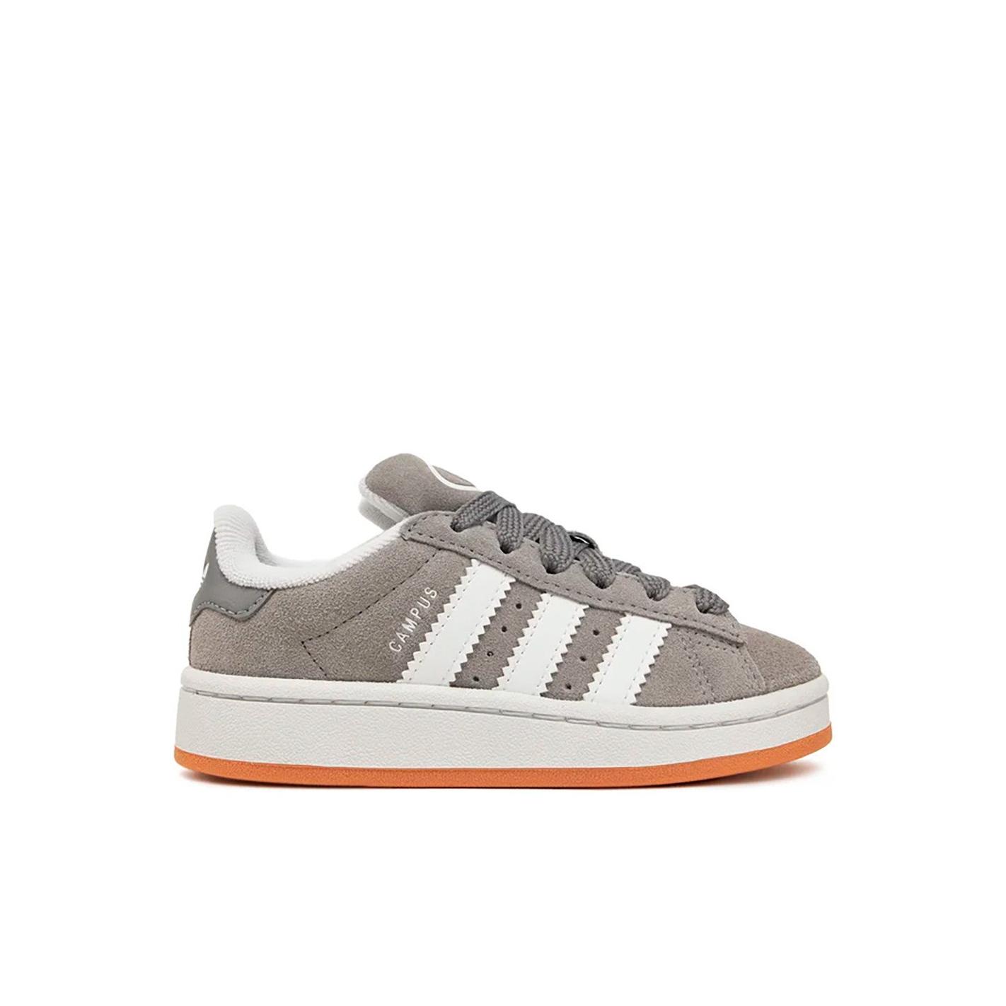 Zapatillas Adidas Campus 00s EL para niños en color gris, fabricadas en ante de alta calidad para una durabilidad excepcional y estilo atemporal. Disponibles en tallas 30 a 35, estas zapatillas ofrece