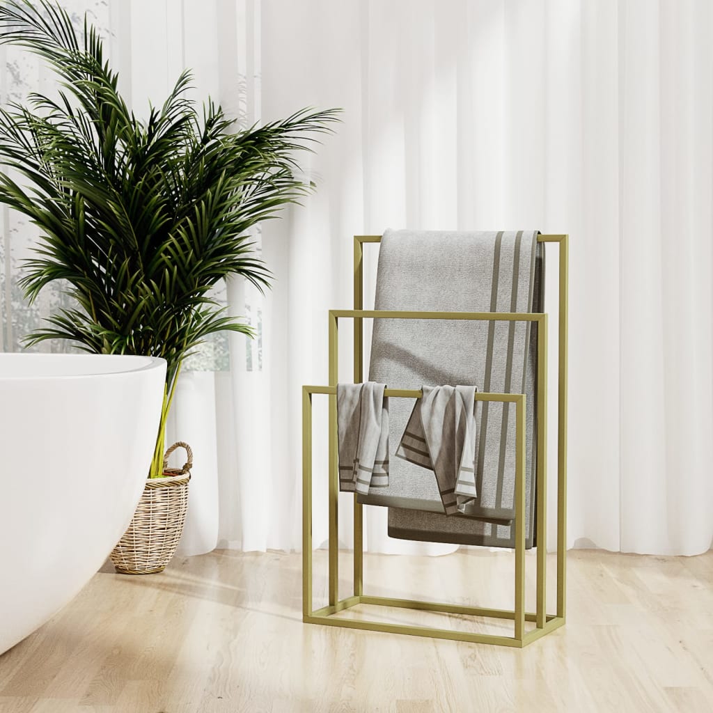 vidaXL Toallero de Pie de Hierro Estantes Almacenamiento para Ropa Color Blanco,  Dorado,  Negro y mas