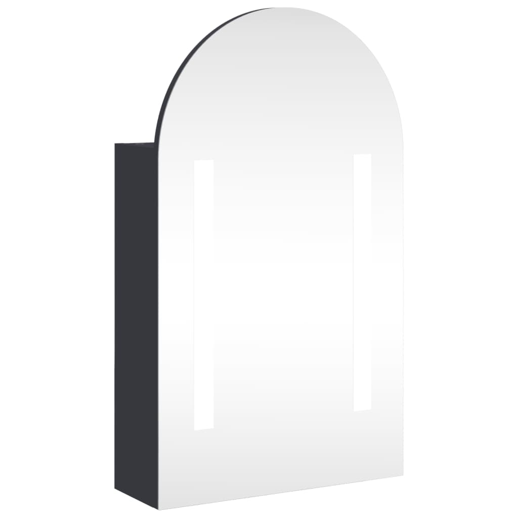 vidaXL Mueble de baño con espejo arqueado y luz LED 42x13x70 cm en color Negro/Gris/Roble y más | almacenamiento funcional diseño moderno para baño dormitorio sala