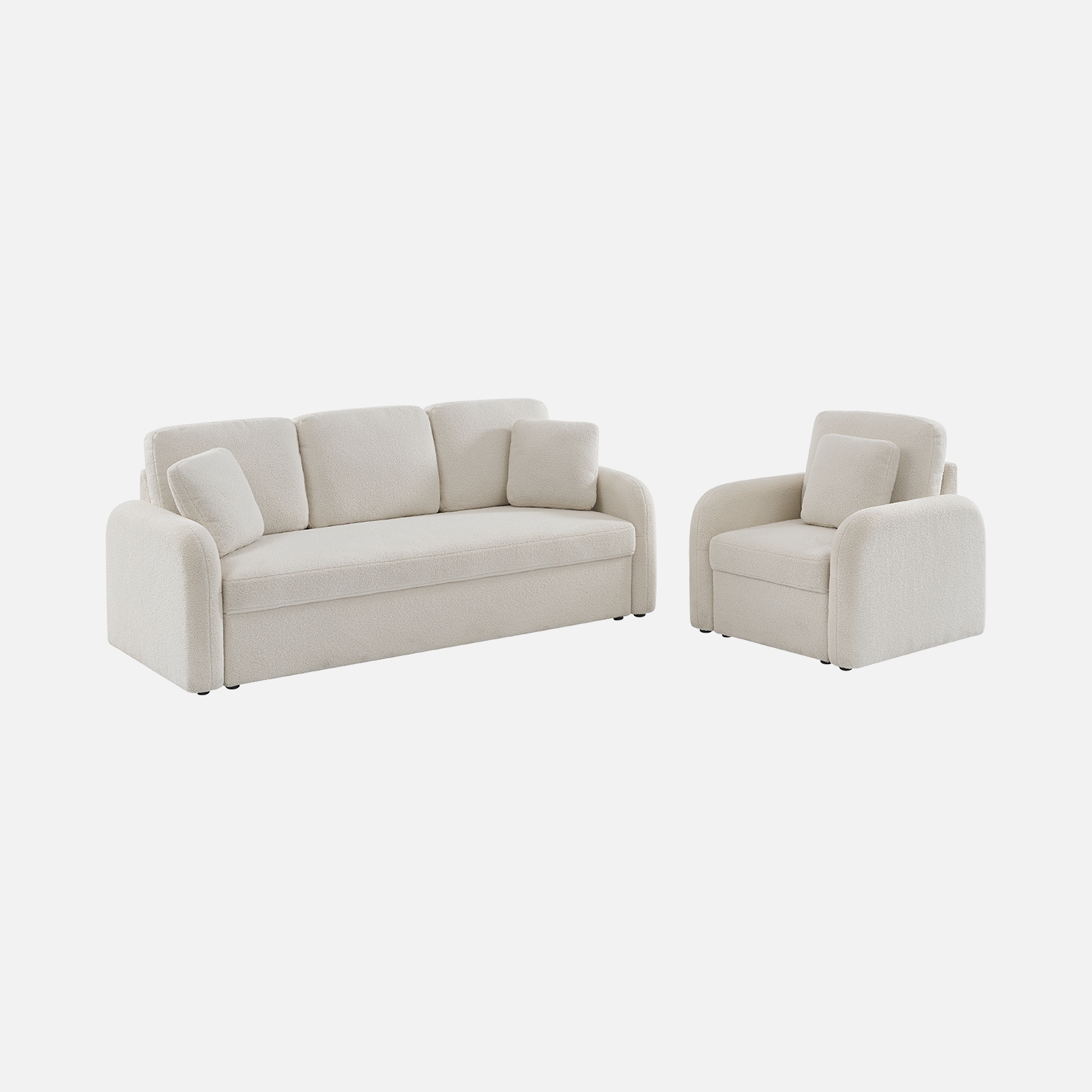 sweeek - Sofá de 3 plazas y un sillón borreguito , Conjunto milano 4 , 210x85x85