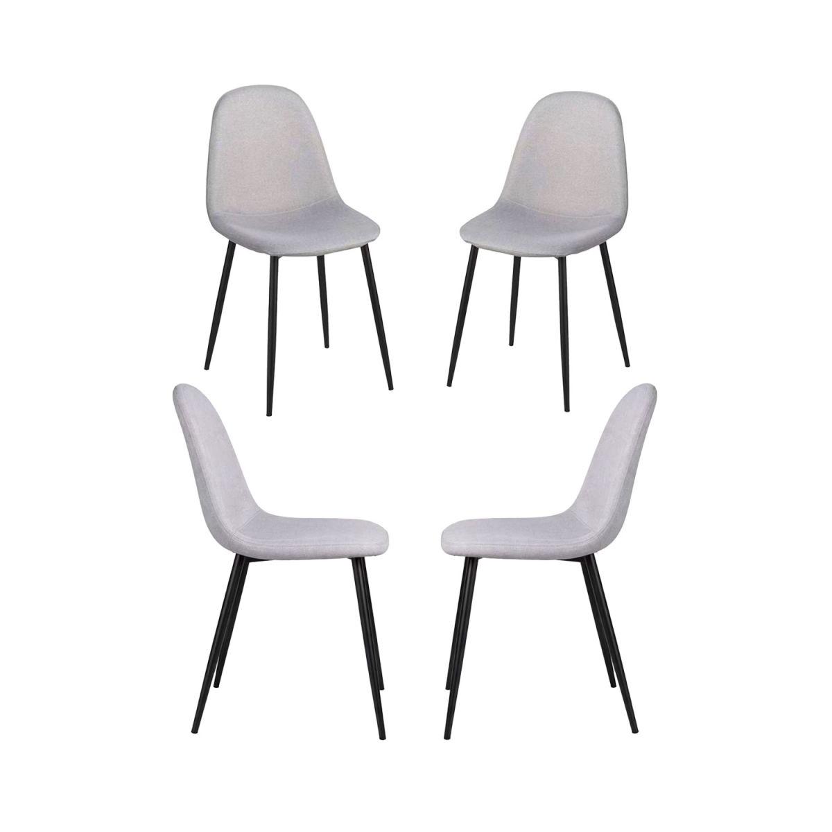 Regalos Miguel - Packs Sillas Comedor - Pack 4 Sillas Black Teok Tela - Gris claro