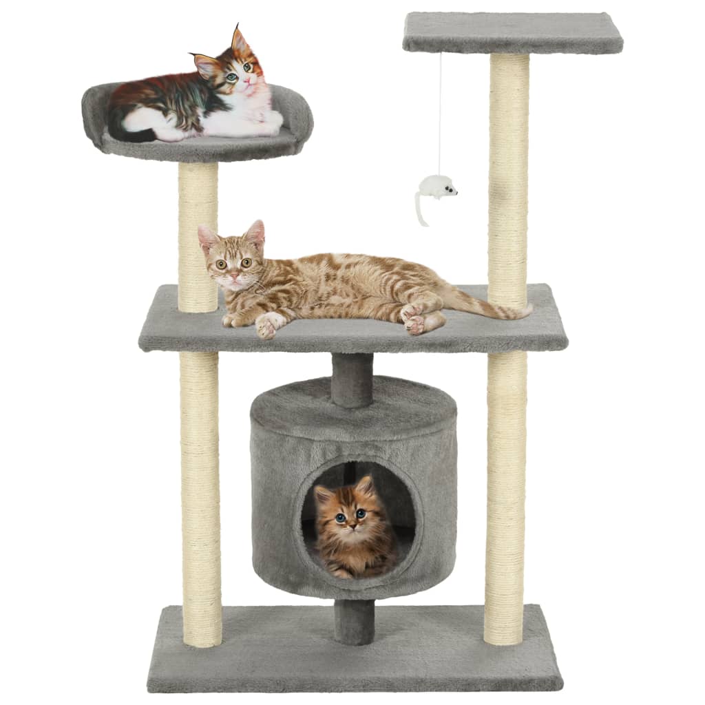 vidaXL Rascador para Gatos y Poste Rascador Sisal 95cm Huellas Mascotas Color Beige con huellasde patas,  Gris con huellas de patas,  Beige y mas