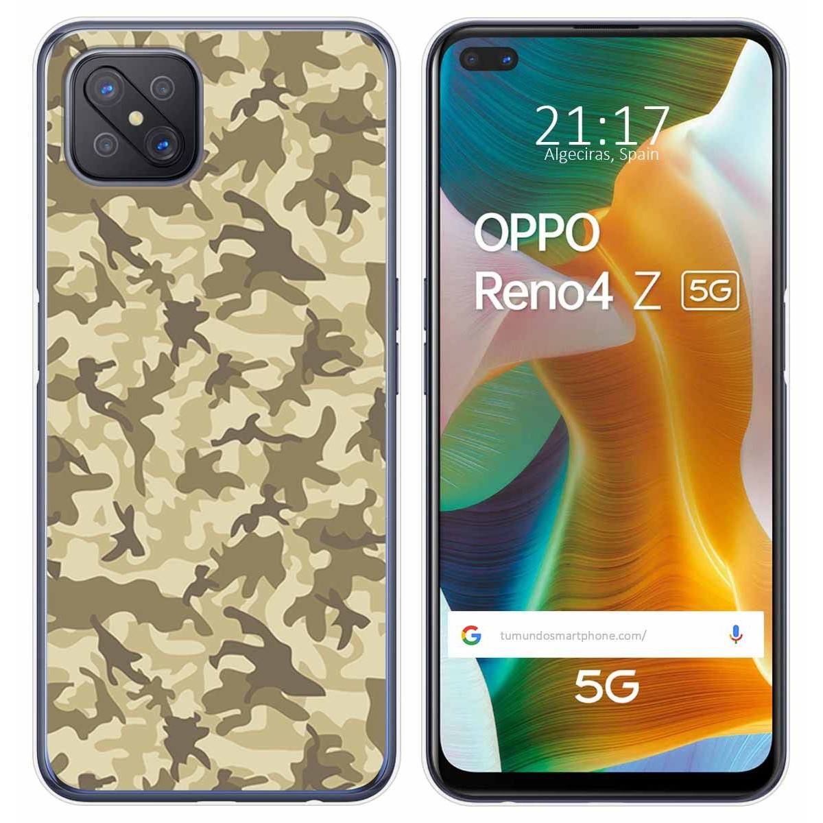 Tumundosmartphone Funda Gel Tpu para Oppo Reno 4Z 5G diseño Sand Camuflaje Dibujos