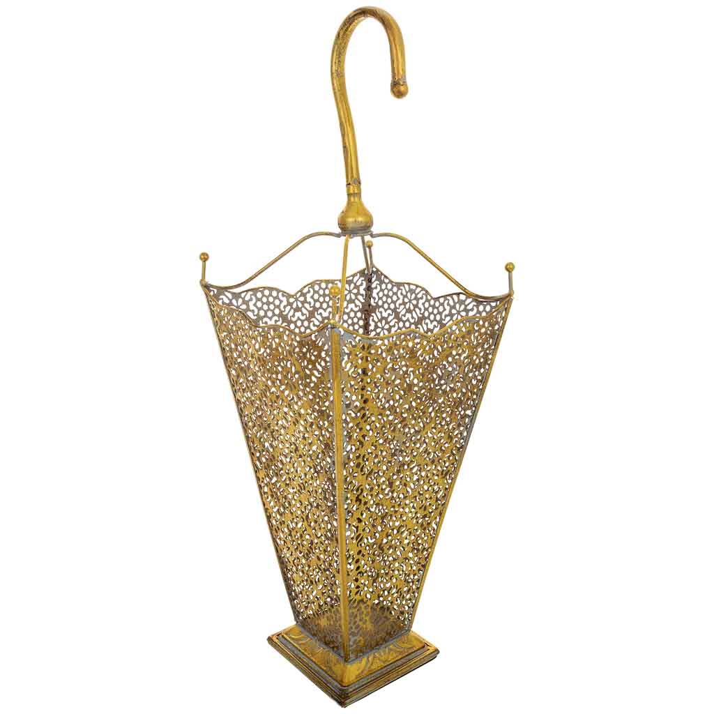 Wonderlust Deco - Paragüero de metal dorado 27.5x27.5x80h cm Dorado 27.5x27.5x80h cm